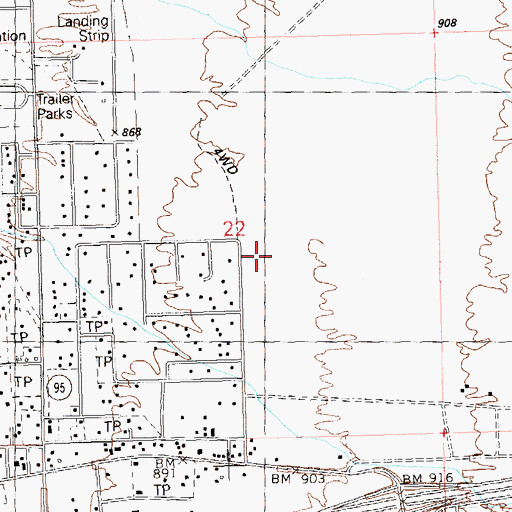 Topographic Map of Quartzsite Public Library, AZ