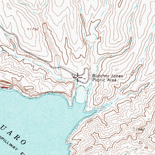 Topographic Map of Butcher Jones Picnic Area, AZ