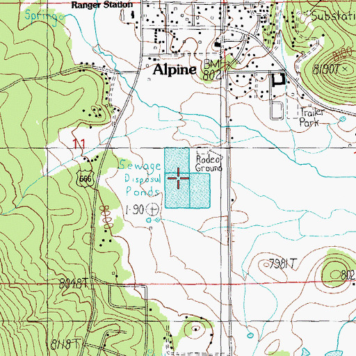 Topographic Map of Alpine Sanitary District Wastewater Treatment Ponds, AZ