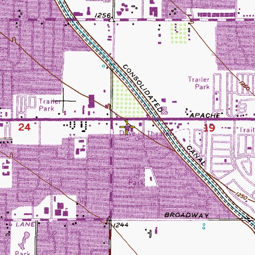Topographic Map of Venture Out Recreational Vehicle Resort, AZ
