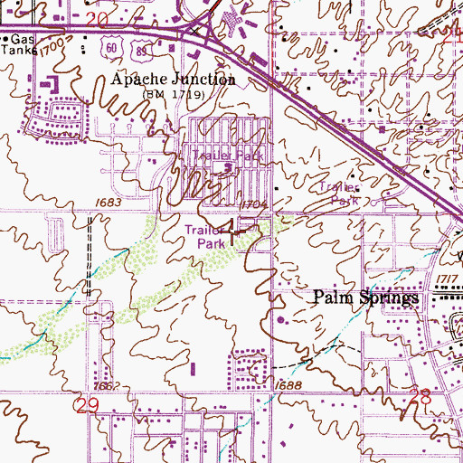 Topographic Map of Desert Park Mobile Home Park, AZ