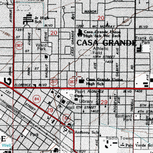 Topographic Map of Garnet of Casa Grande Assisted Living Community, AZ
