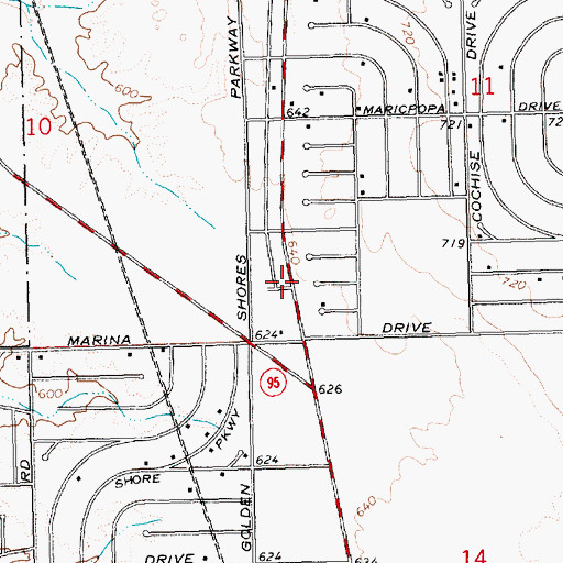 Topographic Map of Topock Post Office, AZ