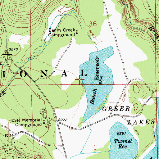Topographic Map of Bunch Reservoir Boat Launch, AZ