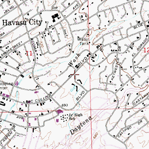 Topographic Map of Lake Havasu City Civic Center, AZ