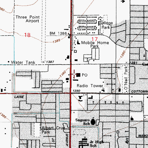 Topographic Map of Casa Grande Post Office, AZ