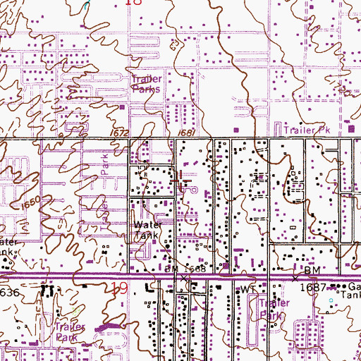 Topographic Map of Oasis Junction Mobile Home Park, AZ