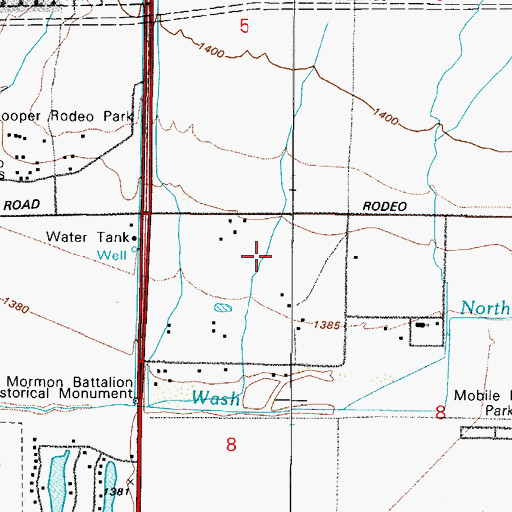 Topographic Map of Rodeo Estates Mobile Home Park, AZ