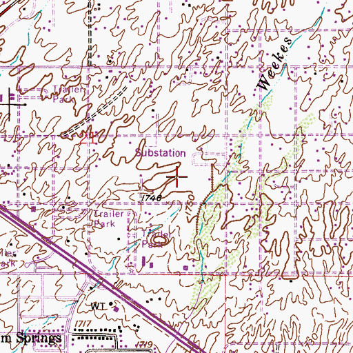 Topographic Map of Weavers Needle Travel Trailer Park, AZ