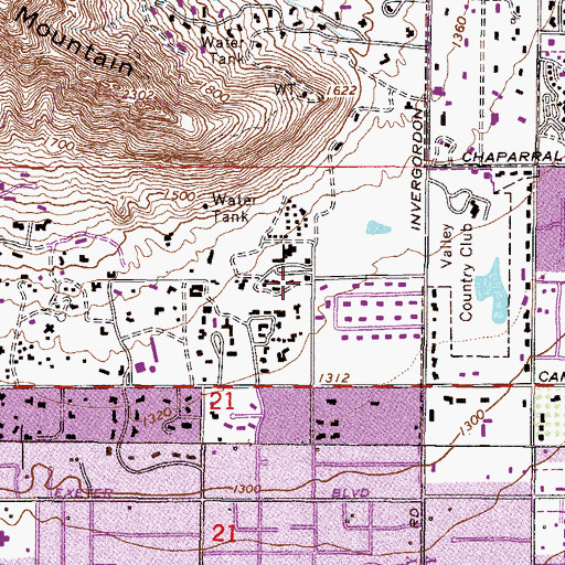 Topographic Map of The Phoenician Golf Course, AZ