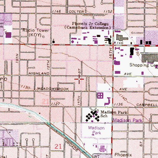 Topographic Map of Highland Manor Health and Rehabilitation Center, AZ