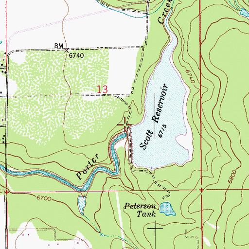 Topographic Map of Scott Reservoir Boat Launch, AZ