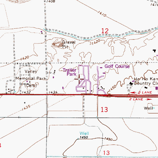Topographic Map of Whispering Wind Mobile Home Park, AZ