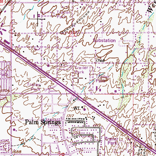 Topographic Map of White Sands Estate Mobile Home Park, AZ
