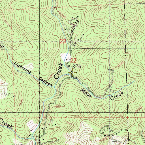 Topographic Map of Moss Creek, CA