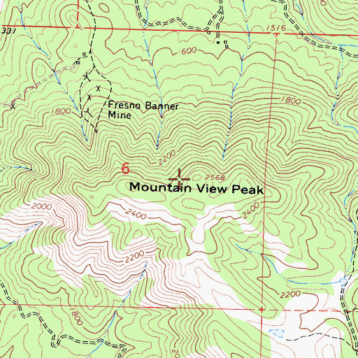 Topographic Map of Mountain View Peak, CA
