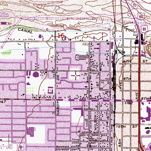 Topographic Map of Dennis J Cahill Senior Center, AZ