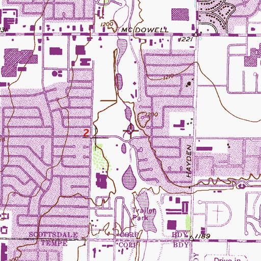 Topographic Map of Vista del Camino Park and Community Center, AZ
