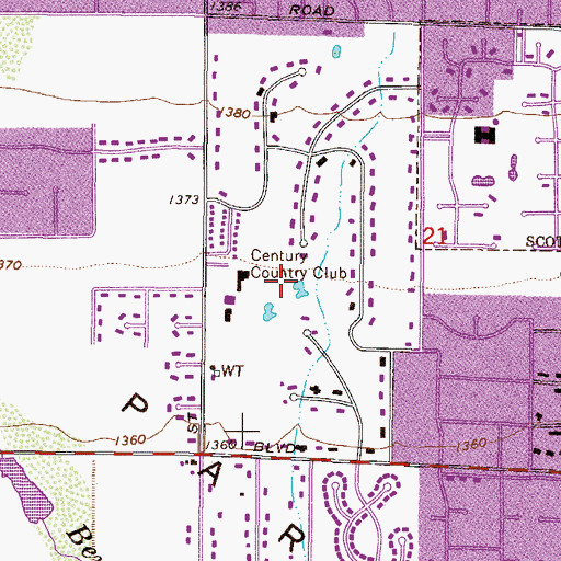 Topographic Map of The Orange Tree Golf Resort Golf Course, AZ