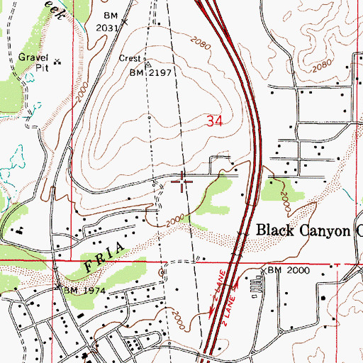 Topographic Map of Calvary Chapel, AZ
