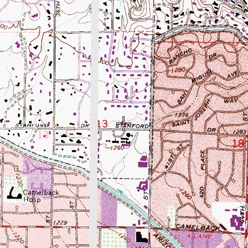 Topographic Map of Camelback Bible Church, AZ