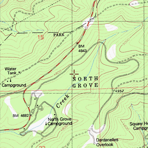 Topographic Map of North Grove, CA