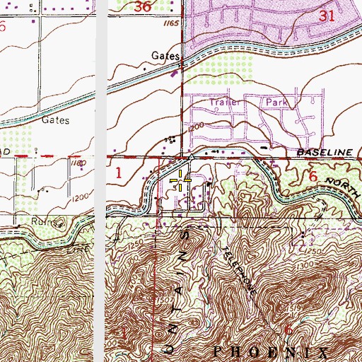 Topographic Map of Desert Valley Church of God, AZ