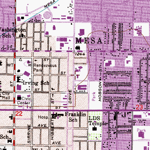 Topographic Map of First Presbyterian Church, AZ