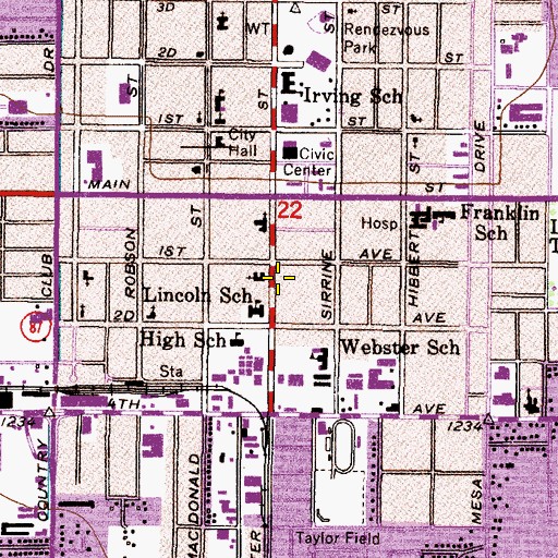 Topographic Map of First United Methodist Church, AZ
