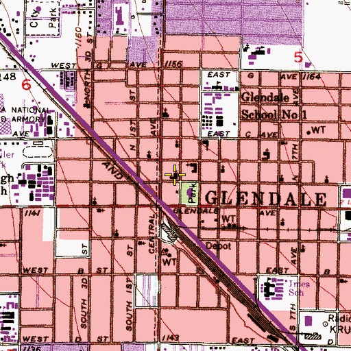 Topographic Map of First United Methodist Church, AZ