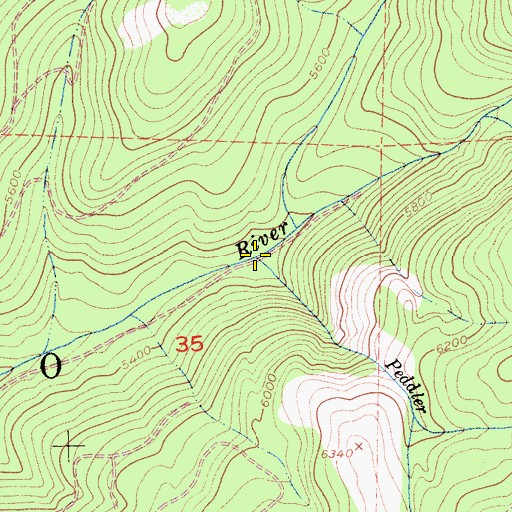Topographic Map of Peddler Creek, CA