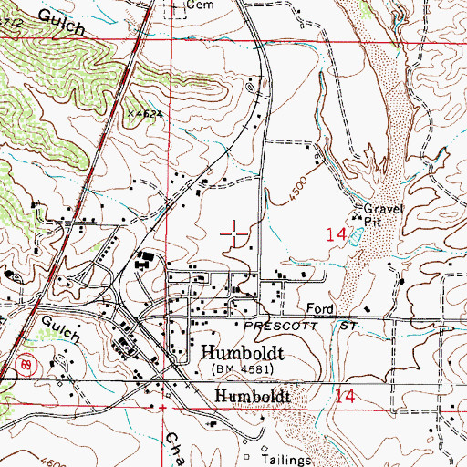 Topographic Map of Humboldt Bible Church, AZ