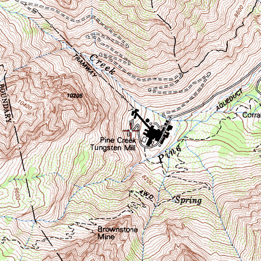 Topographic Map of Pine Creek Tungsten Mill, CA
