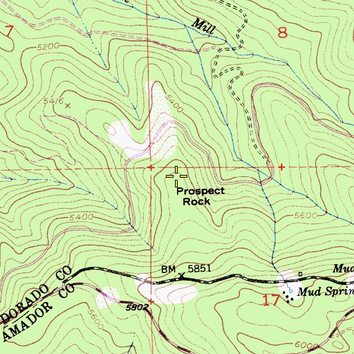 Topographic Map of Prospect Rock, CA