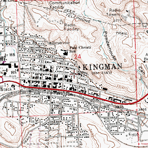 Topographic Map of Oak Street Baptist Church, AZ