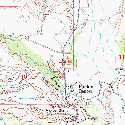 Topographic Map of Punkin Center Baptist Church, AZ