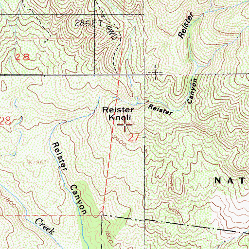 Topographic Map of Reister Knoll, CA