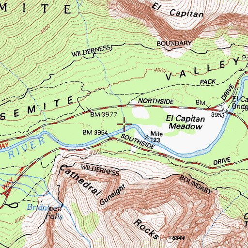 Topographic Map of Ribbon Creek, CA