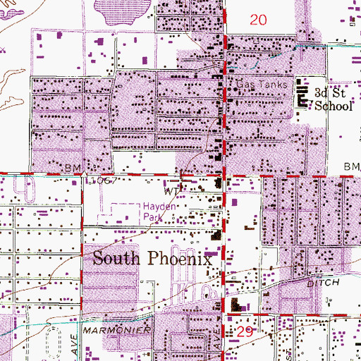 Topographic Map of Southside Church of Christ, AZ