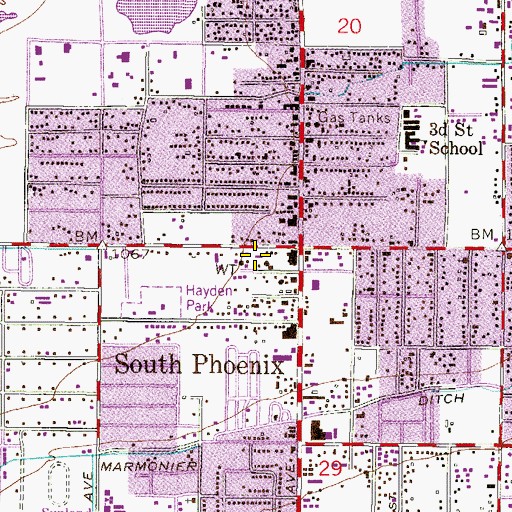 Topographic Map of Southside Church of Christ, AZ