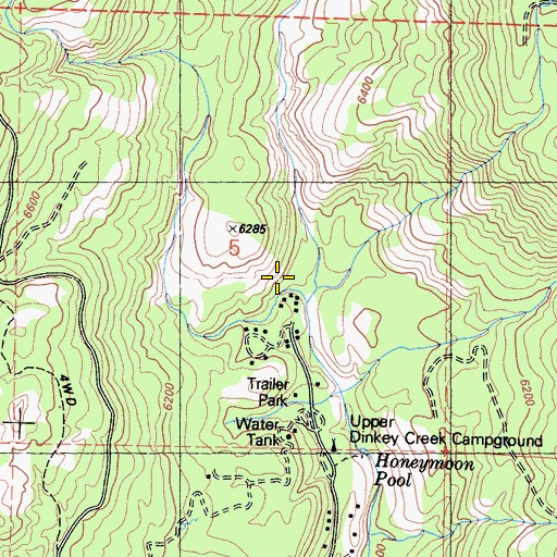 Topographic Map of Rock Creek, CA