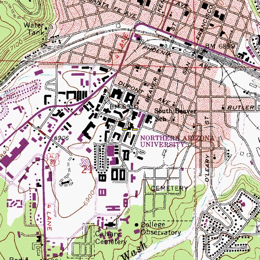 Topographic Map of Northern Arizona University Flagstaff Campus Biological Greenhouse, AZ