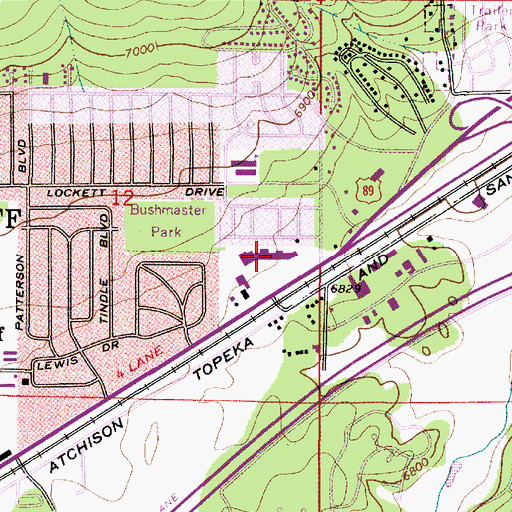 Topographic Map of Park Santa Fe Shopping Center, AZ