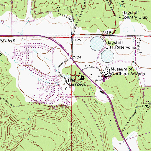 Topographic Map of Museum of Northern Arizona Colton Research Center Campus Museum Branigar - Chase Discovery Center, AZ