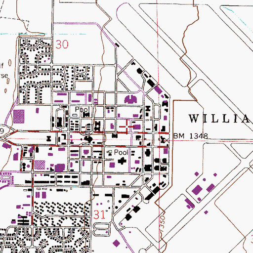 Topographic Map of Chandler - Gilbert Community College Williams Campus Physical Education Center, AZ