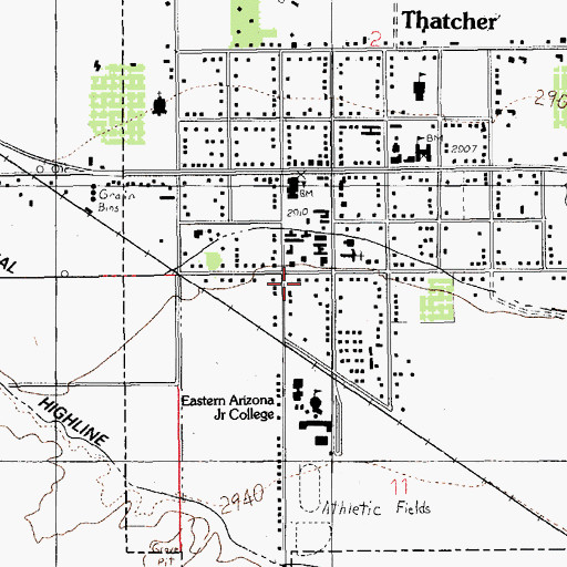 Topographic Map of Eastern Arizona College Thatcher Campus Art Building B, AZ