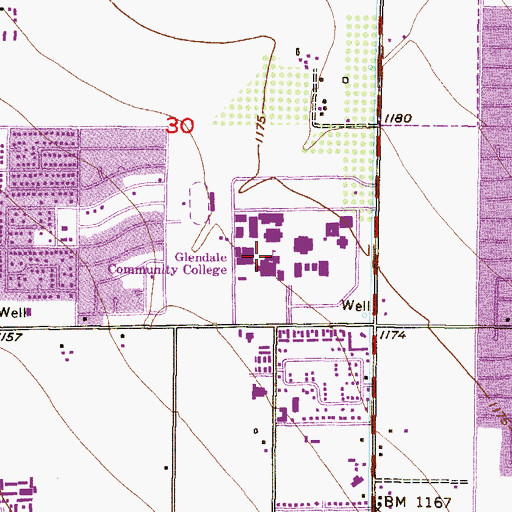 Topographic Map of Glendale Community College Main Campus Counseling and Career Services, AZ