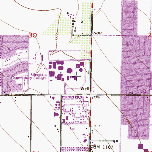 Topographic Map of Glendale Community College Main Campus Humanities Building, AZ