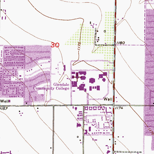 Topographic Map of Glendale Community College Main Campus Mathematics Building, AZ