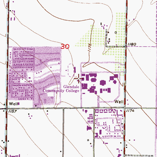 Topographic Map of Glendale Community College Main Campus Technology Building 2, AZ